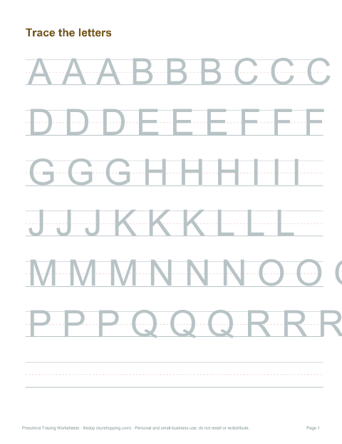 Preview of the first page of Uppercase letters