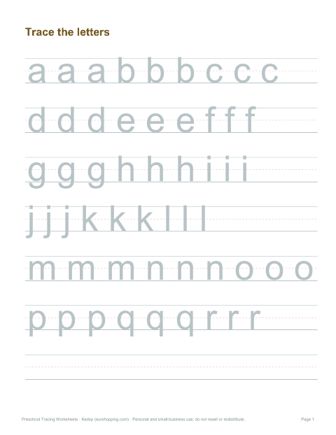 Preview of the first page of Lowercase letters