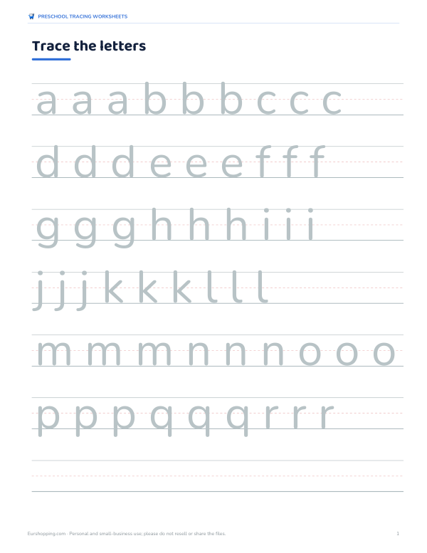 Preview of Lowercase Letter Tracing Worksheets